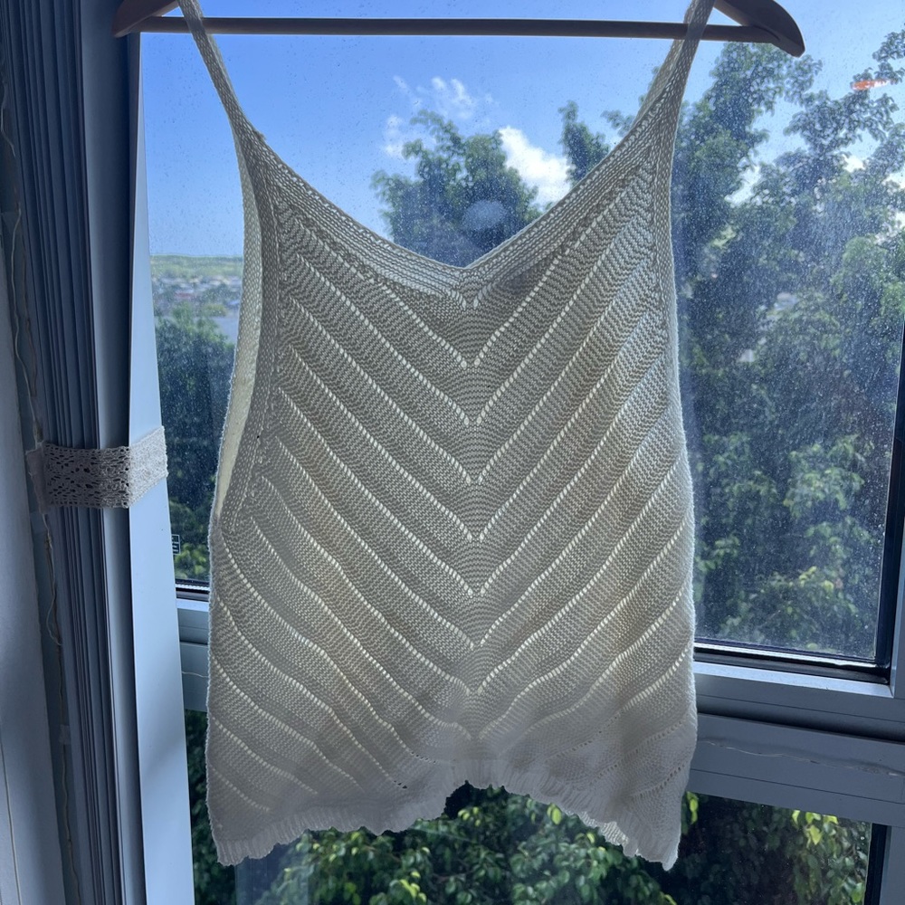 White cotton knit tank